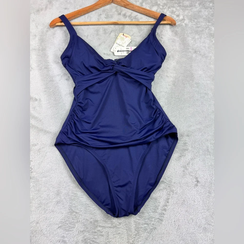 Tommy Bahama pearl UW twist front one piece bathing suit sz 6 new‎ w tags